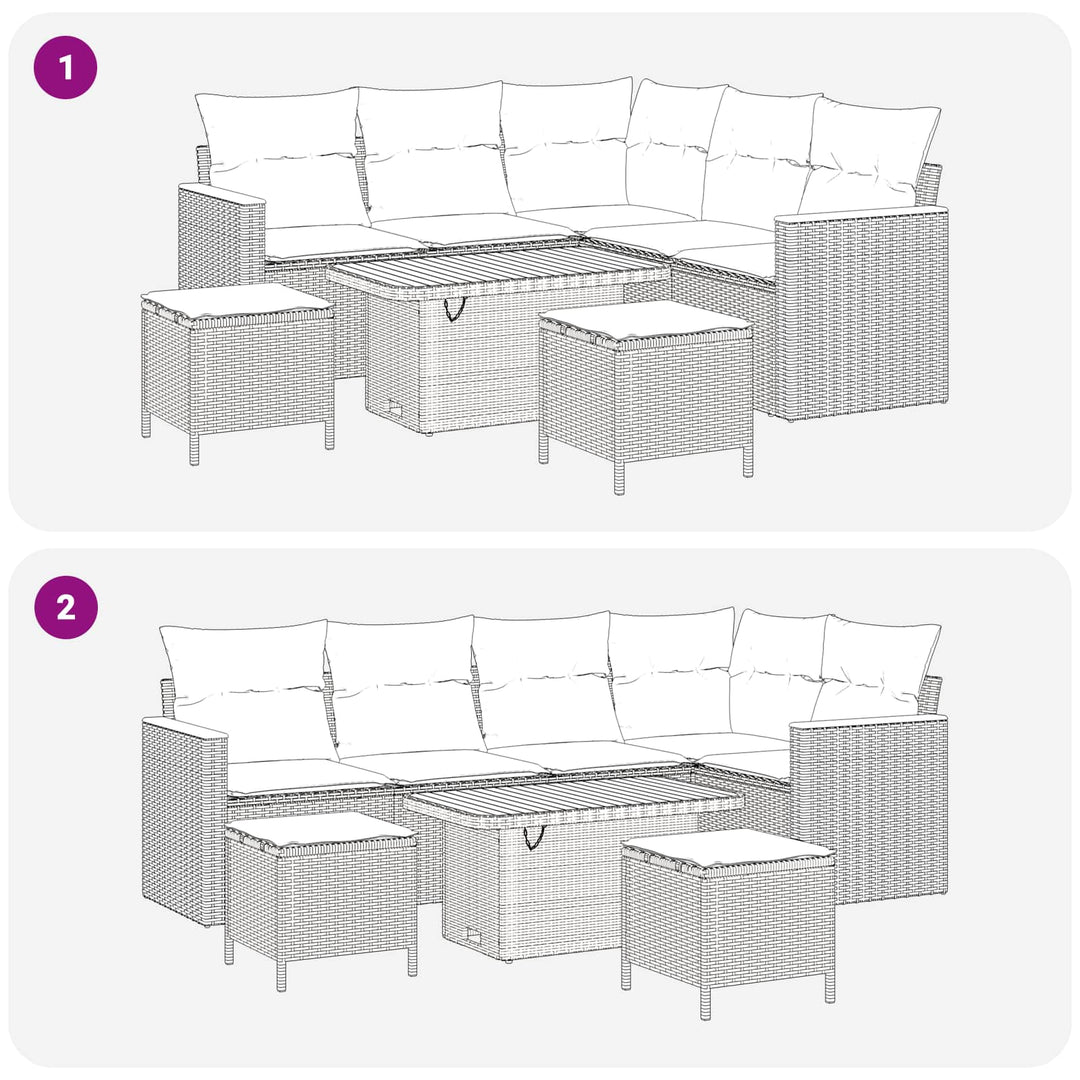 Havesofa Sæt 8 stk. Sort polyrattan