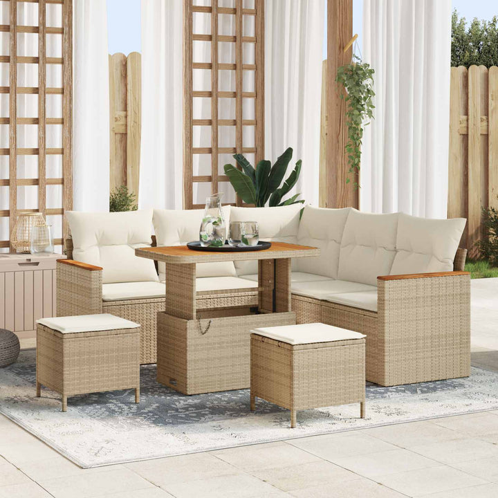 Havesofa Sæt 8 pcs Beige polyrattan