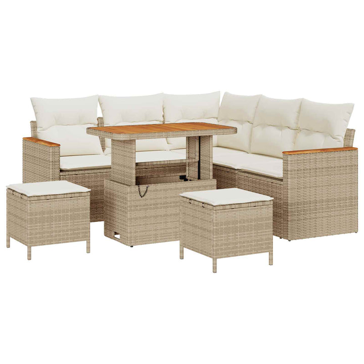 Havesofa Sæt 8 pcs Beige polyrattan