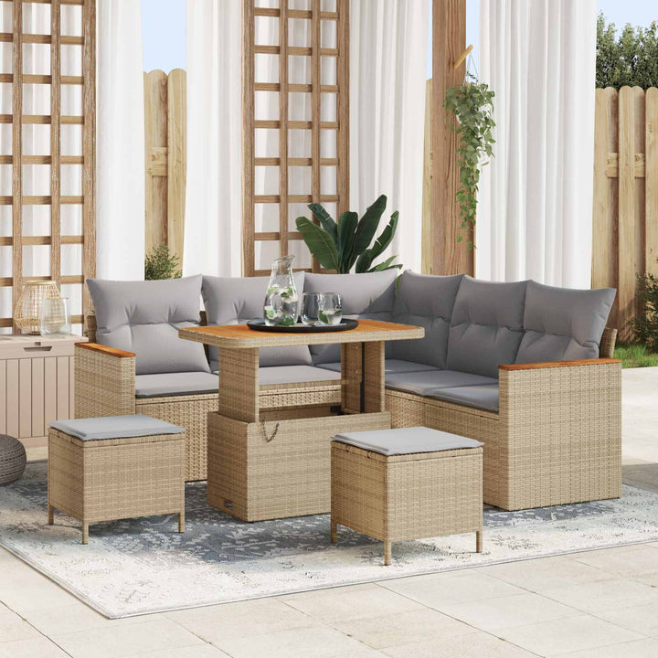 Havesofa Sæt 8 pcs Beige polyrattan