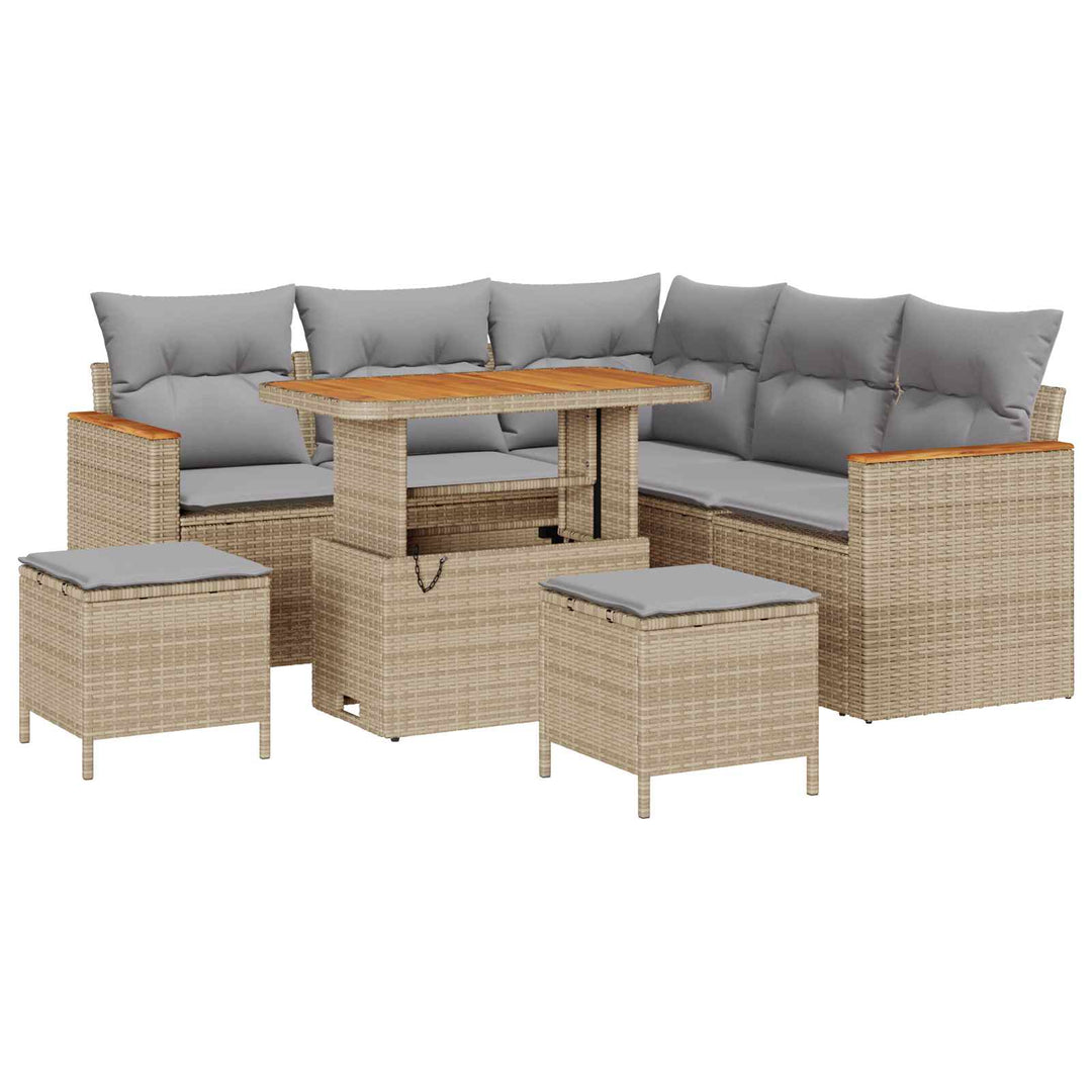 Havesofa Sæt 8 pcs Beige polyrattan