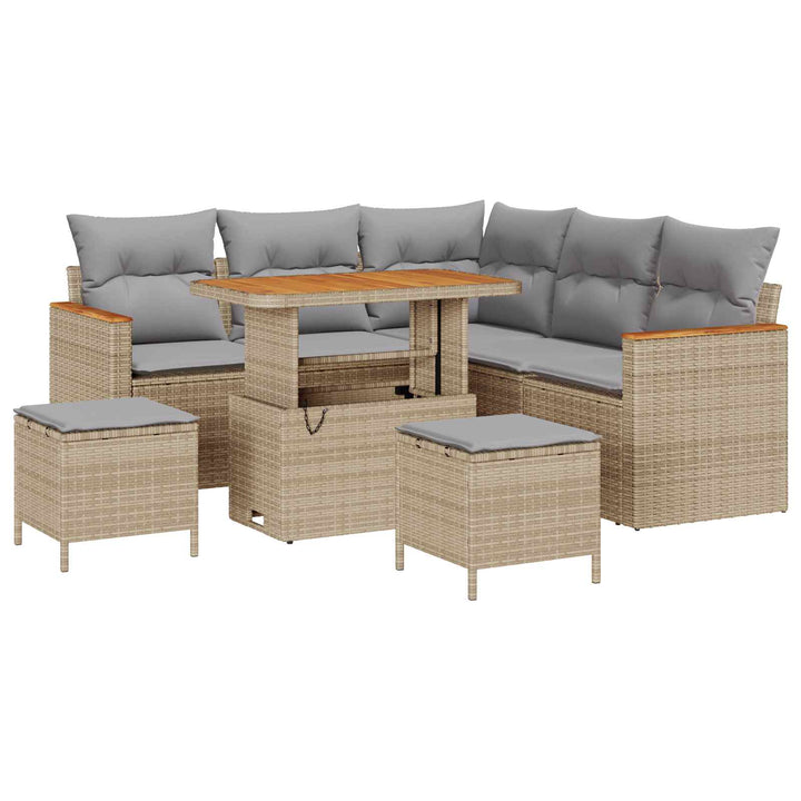 Havesofa Sæt 8 pcs Beige polyrattan