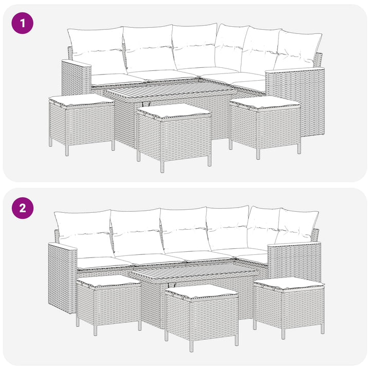 Havesofa Sæt 9 stk. Sort polyrattan