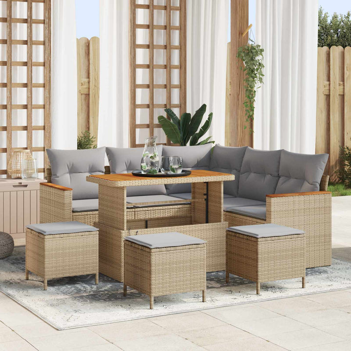 Havesofa Sæt 9 pcs Beige polyrattan