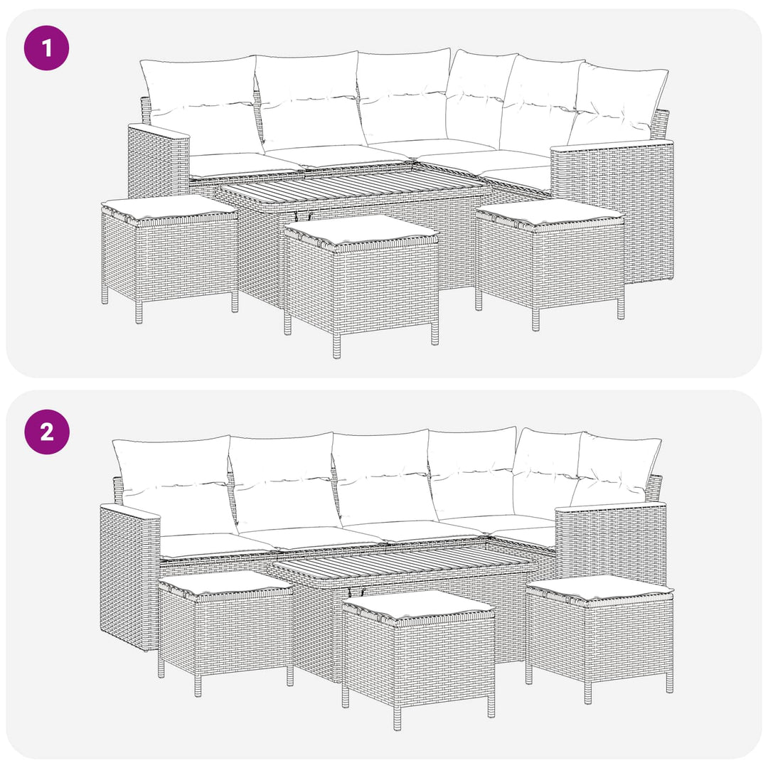 Havesofa Sæt 9 pcs Beige polyrattan