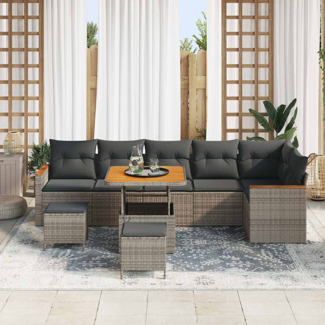 Havesofa Sæt 9 stk. Grå polyrattan