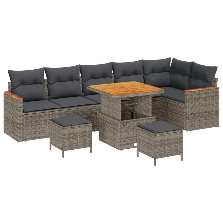 Havesofa Sæt 9 stk. Grå polyrattan