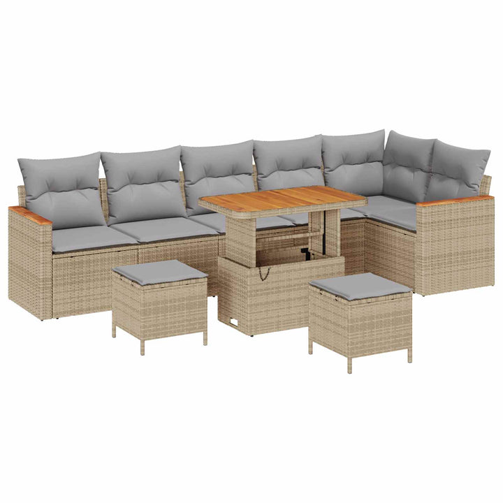 Havesofa Sæt 9 pcs Beige polyrattan