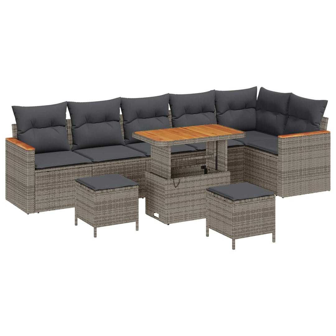 Havesofa Sæt 9 pcs Grå polyrattan