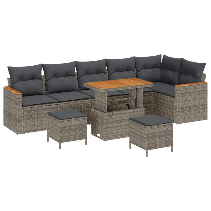 Havesofa Sæt 9 pcs Grå polyrattan
