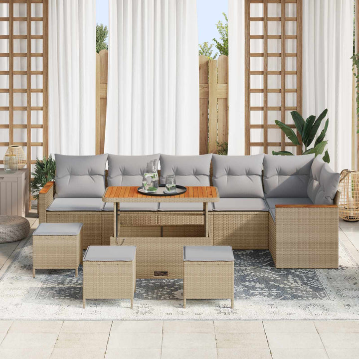 Havesofa Sæt 10 pcs Beige polyrattan