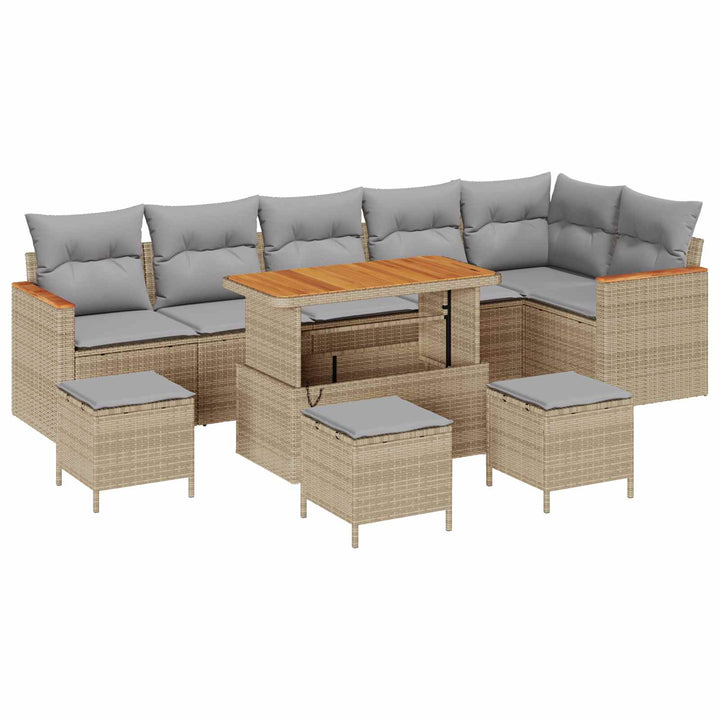 Havesofa Sæt 10 pcs Beige polyrattan