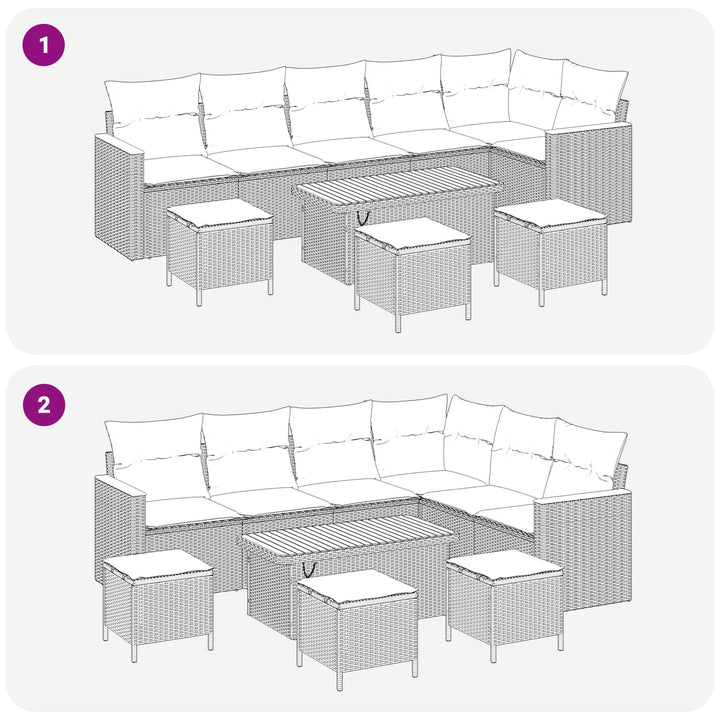 Havesofa Sæt 10 pcs Beige polyrattan