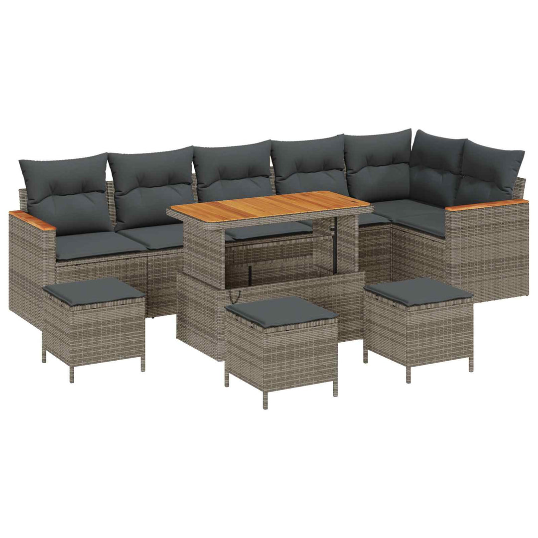 Havesofa Sæt 10 pcs Grå polyrattan