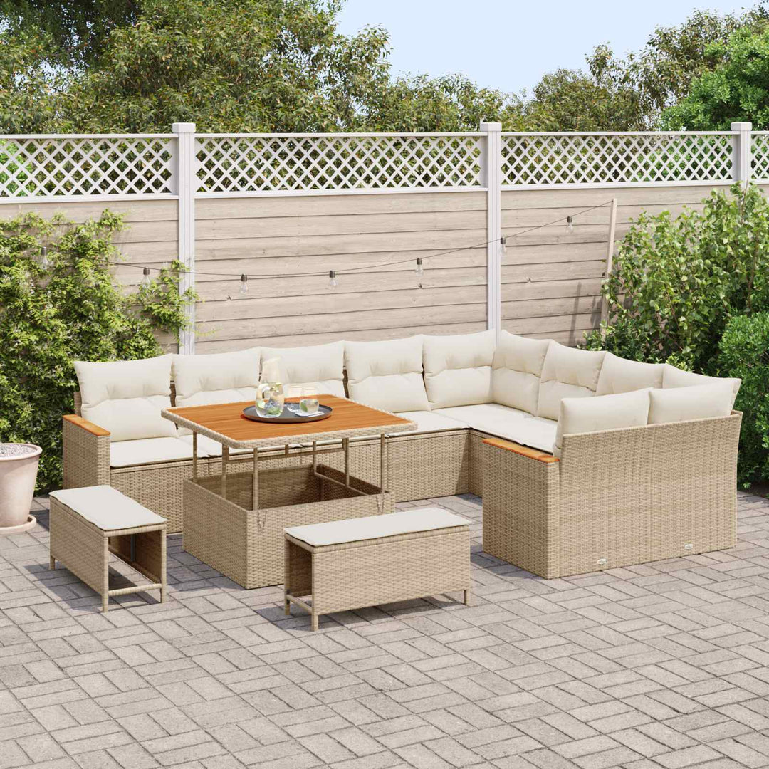 Havesofa Sæt 12 pcs Beige polyrattan