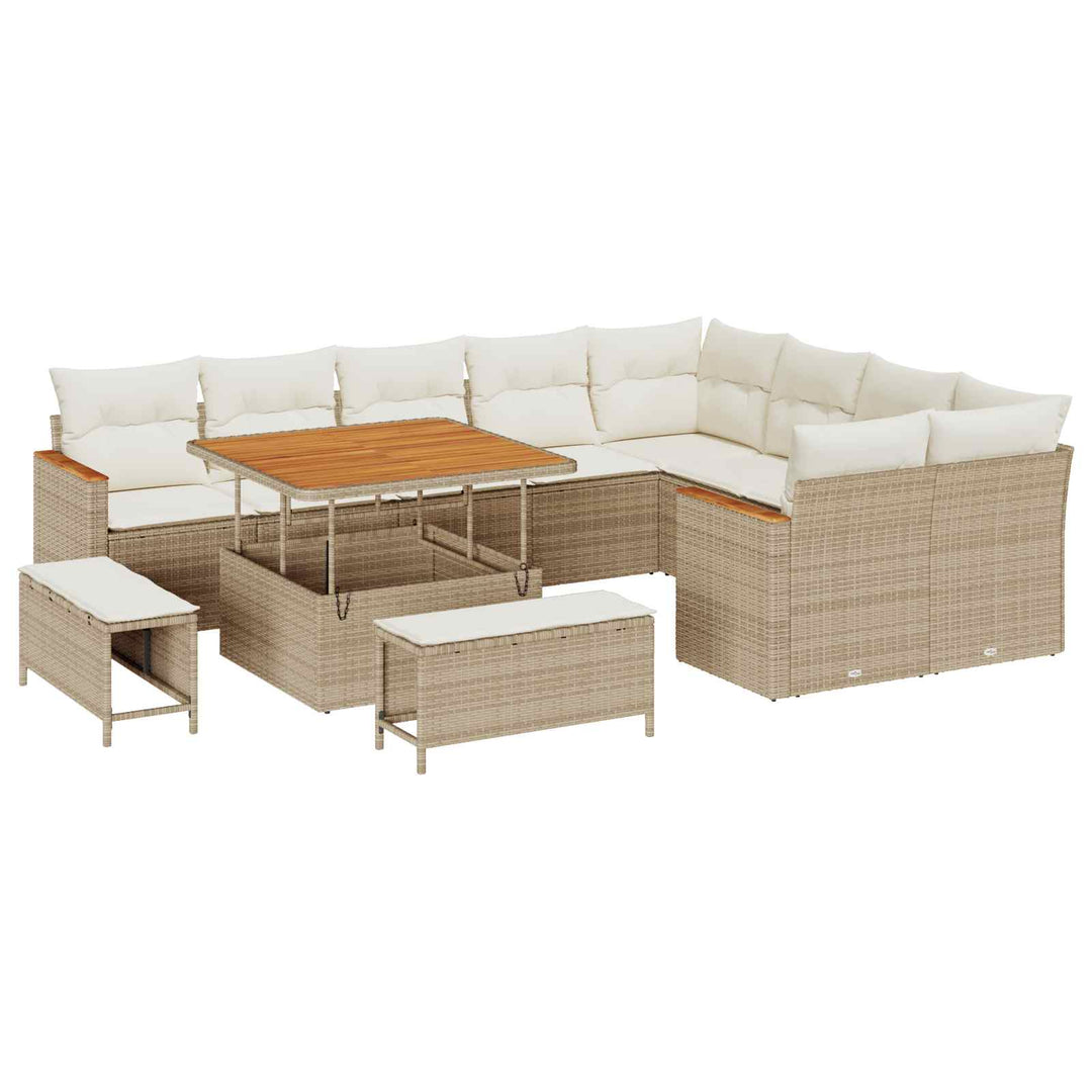 Havesofa Sæt 12 pcs Beige polyrattan