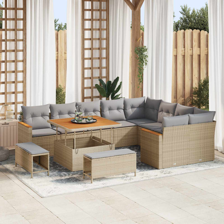 Havesofa Sæt 12 pcs Beige polyrattan