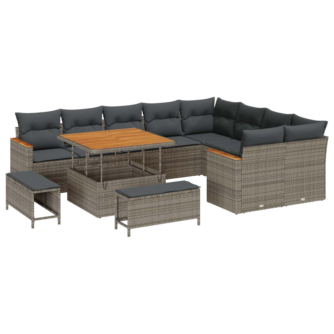 Havesofa Sæt 12 pcs Grå polyrattan