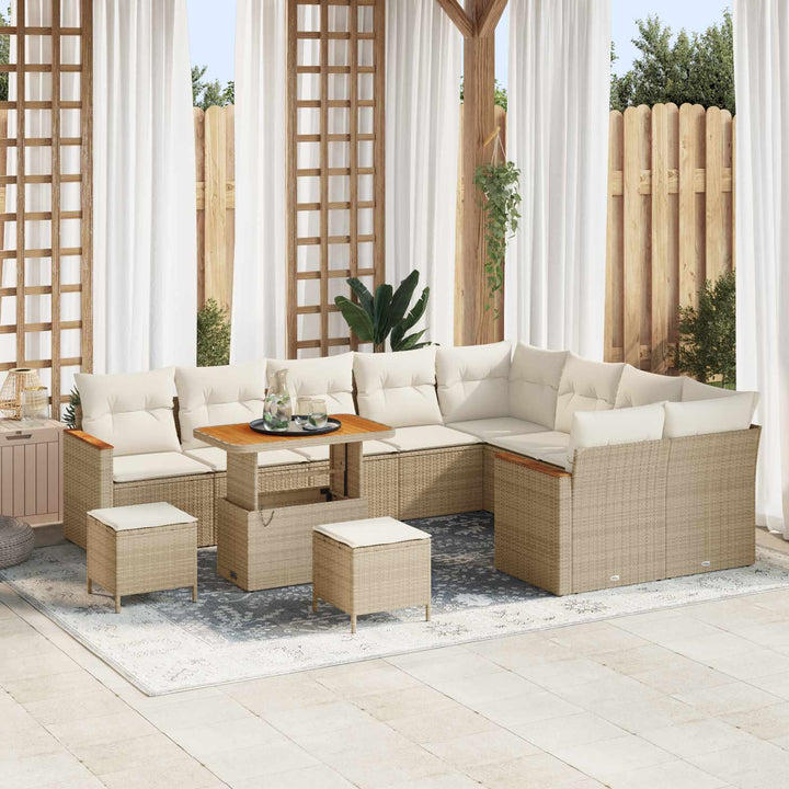 Havesofa Sæt 12 pcs Beige polyrattan