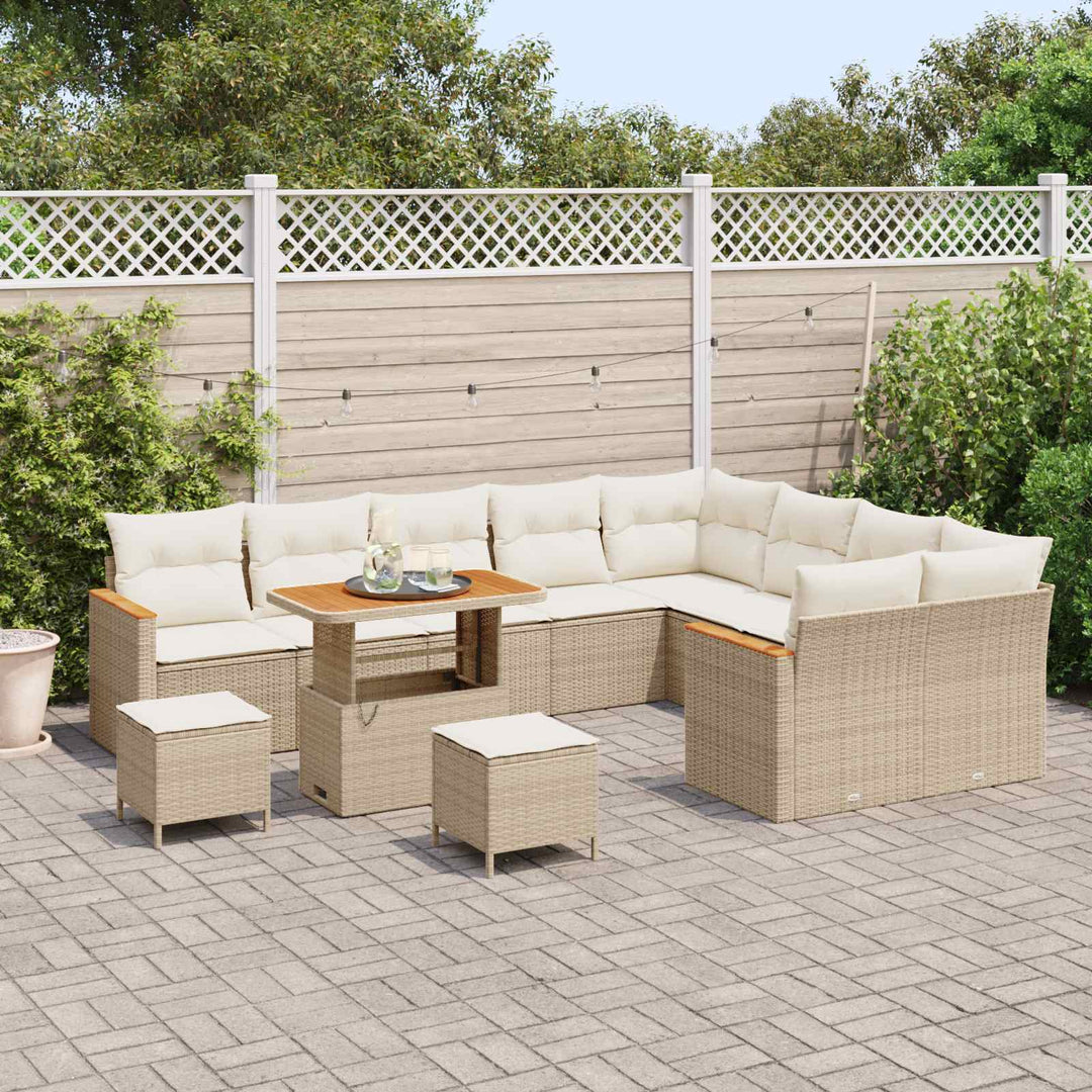 Havesofa Sæt 12 pcs Beige polyrattan