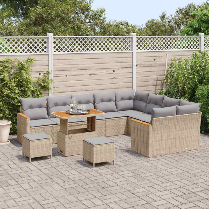 Havesofa Sæt 12 pcs Beige polyrattan