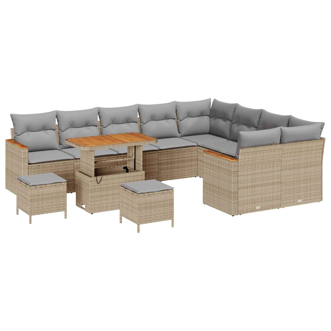 Havesofa Sæt 12 pcs Beige polyrattan