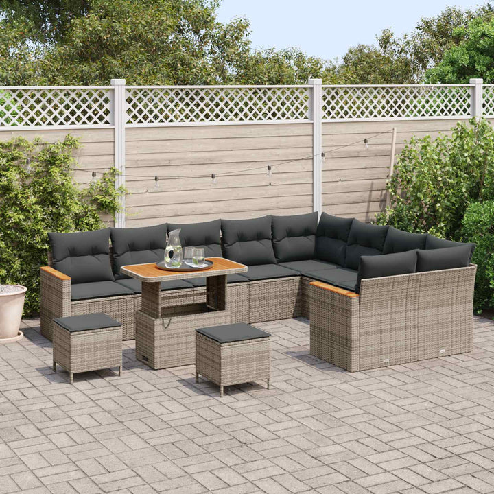 Havesofa Sæt 12 pcs Grå polyrattan