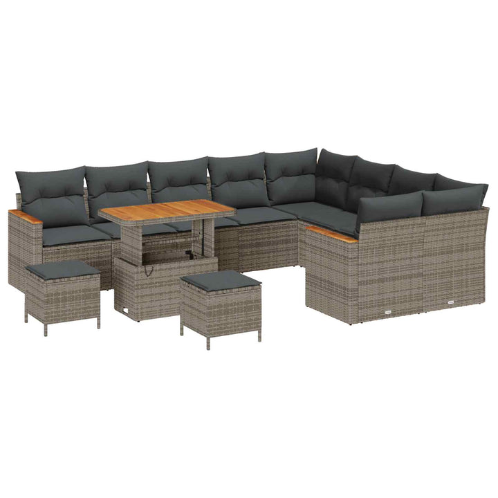 Havesofa Sæt 12 pcs Grå polyrattan