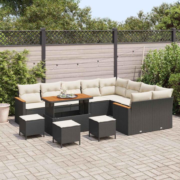 Havesofa Sæt 13 pcs Sort polyrattan