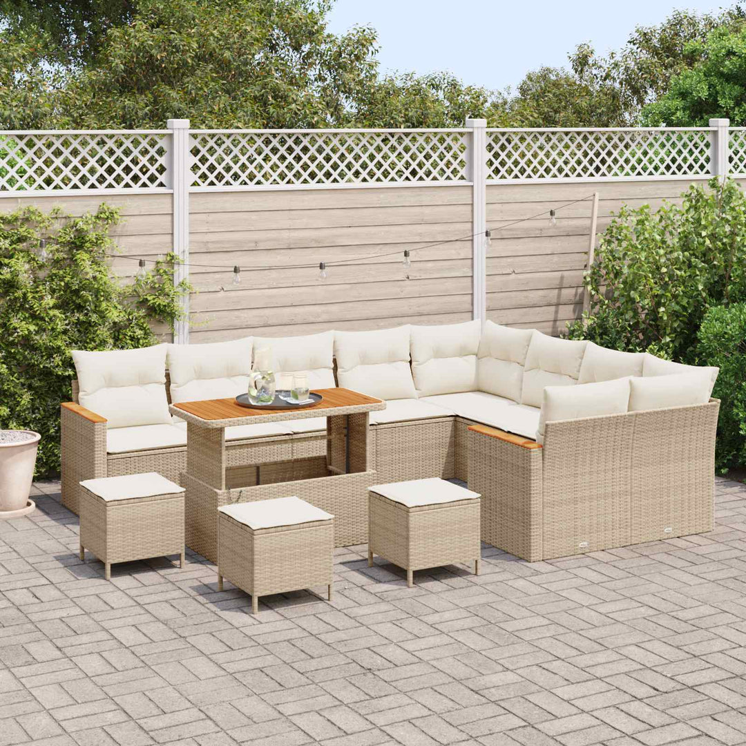 Havesofa Sæt 13 pcs Beige polyrattan