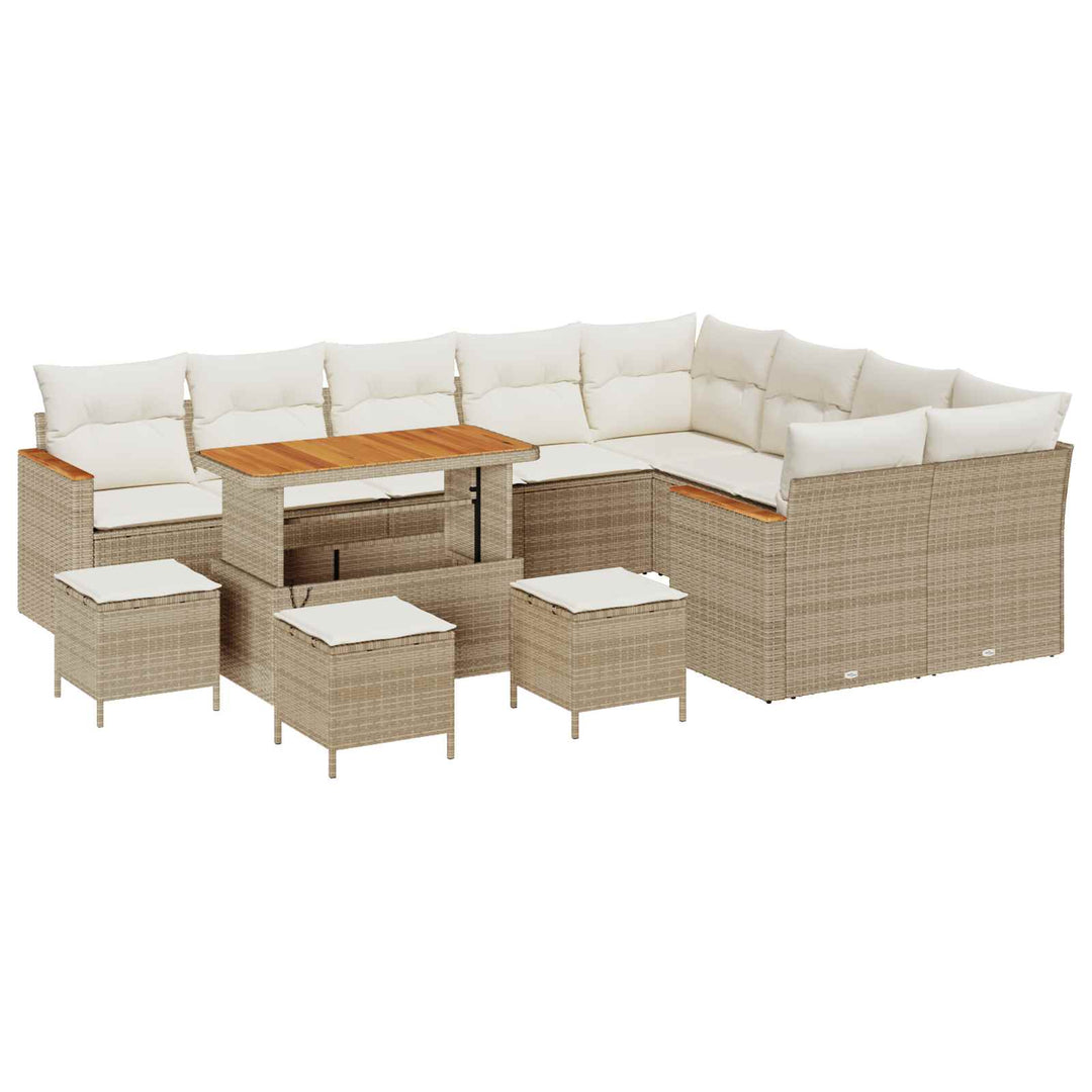 Havesofa Sæt 13 pcs Beige polyrattan