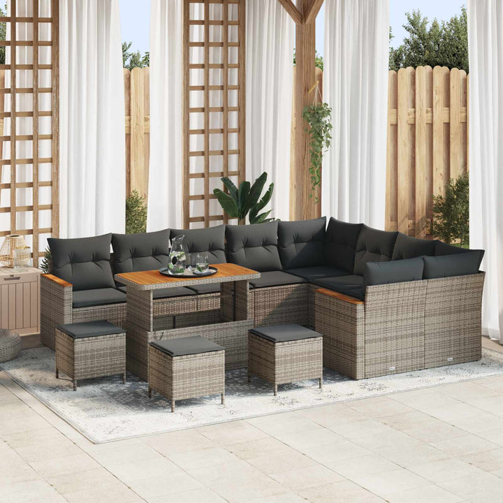 Havesofa Sæt 13 pcs Grå polyrattan