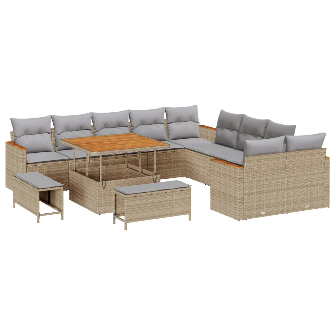 Havesofa Sæt 13 pcs Beige polyrattan