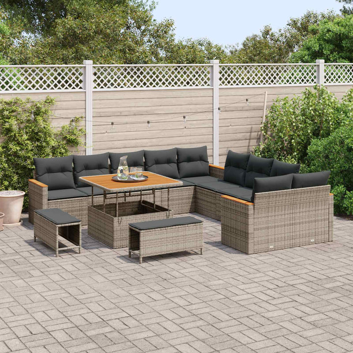 Havesofa Sæt 13 pcs Grå polyrattan