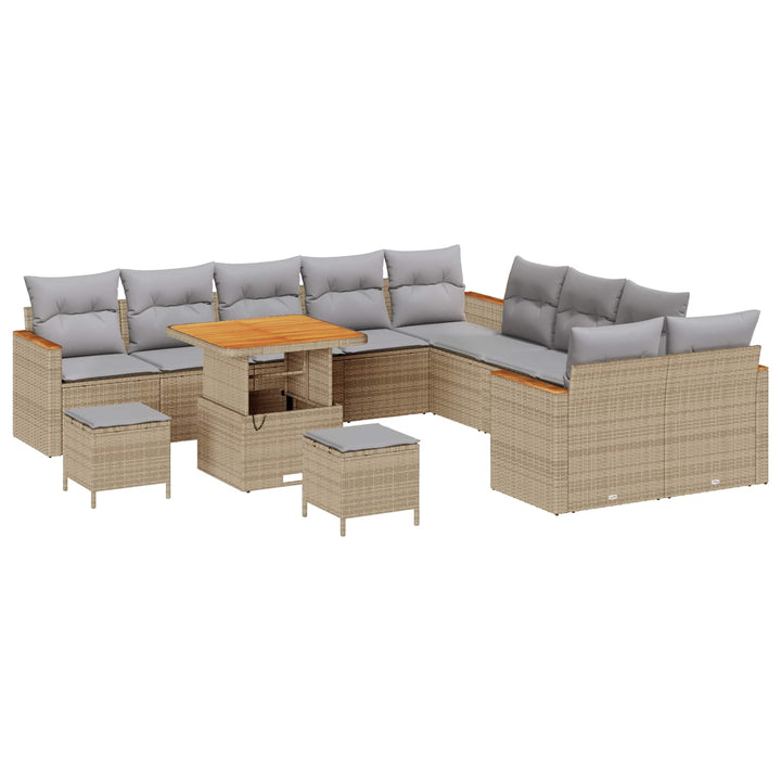 Havesofa Sæt 13 pcs Beige polyrattan
