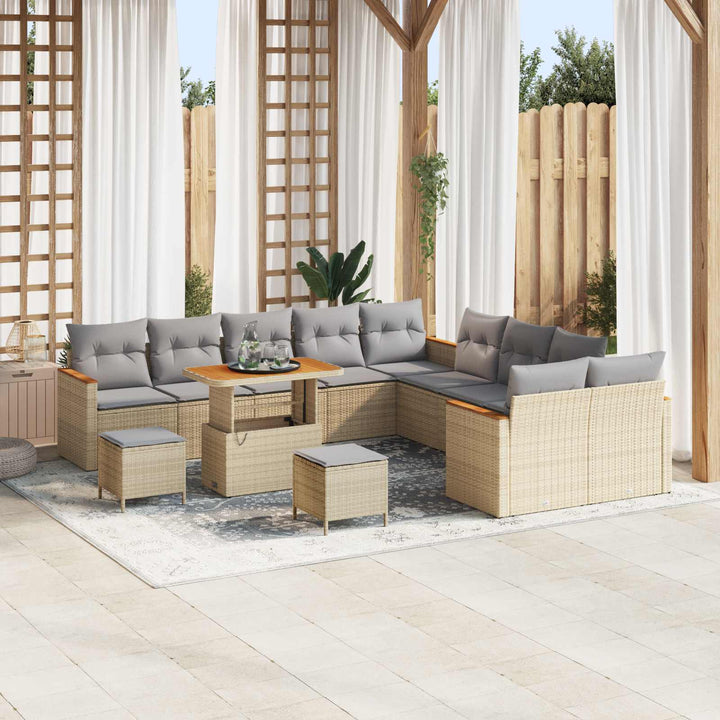 Havesofa Sæt 13 pcs Beige polyrattan