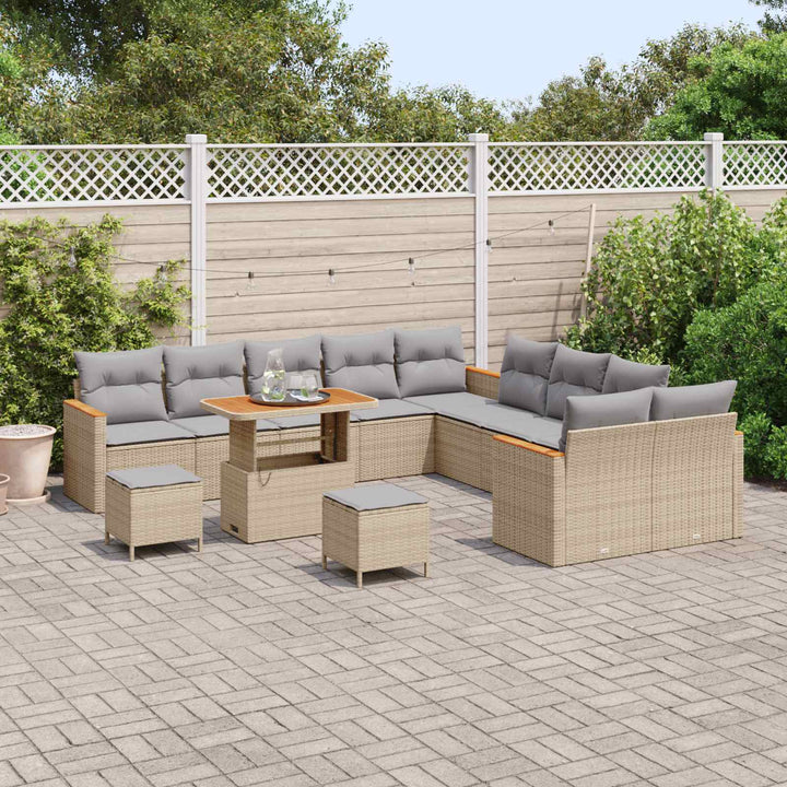 Havesofa Sæt 13 pcs Beige polyrattan
