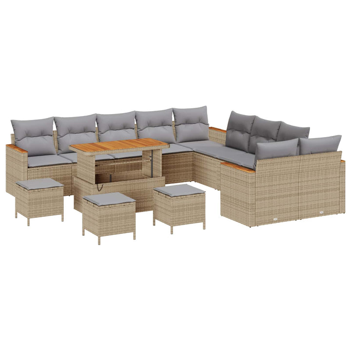 Havesofa Sæt 14 pcs Beige polyrattan