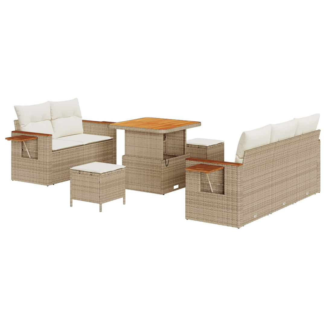Havesofa Sæt 8 stk. Beige polyrattan
