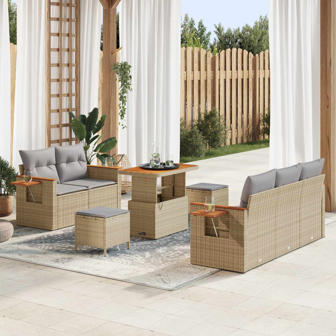 Havesofa Sæt 8 stk. Beige polyrattan