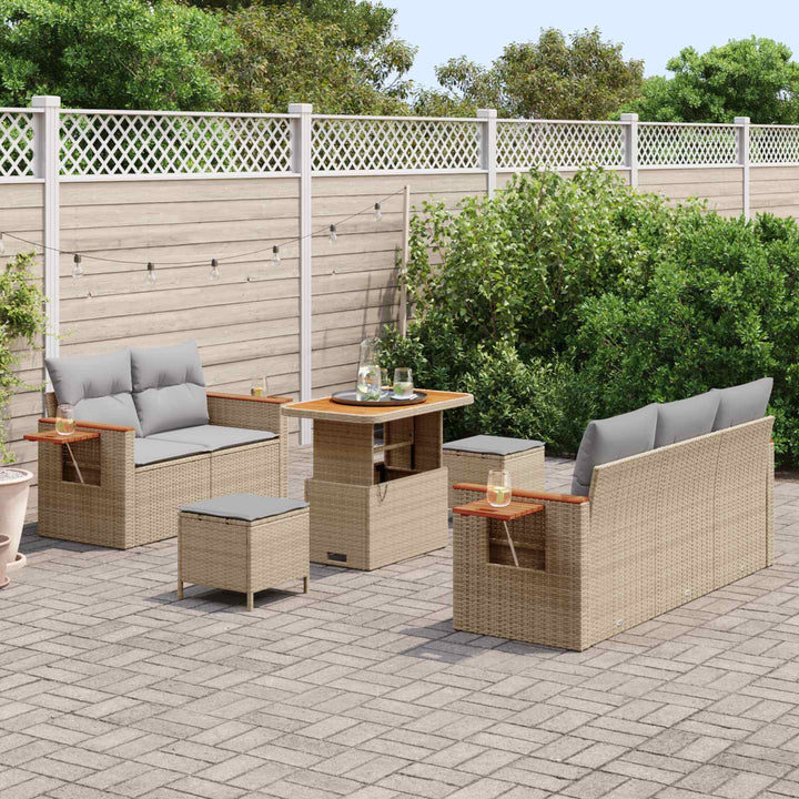 Havesofa Sæt 8 pcs Beige polyrattan