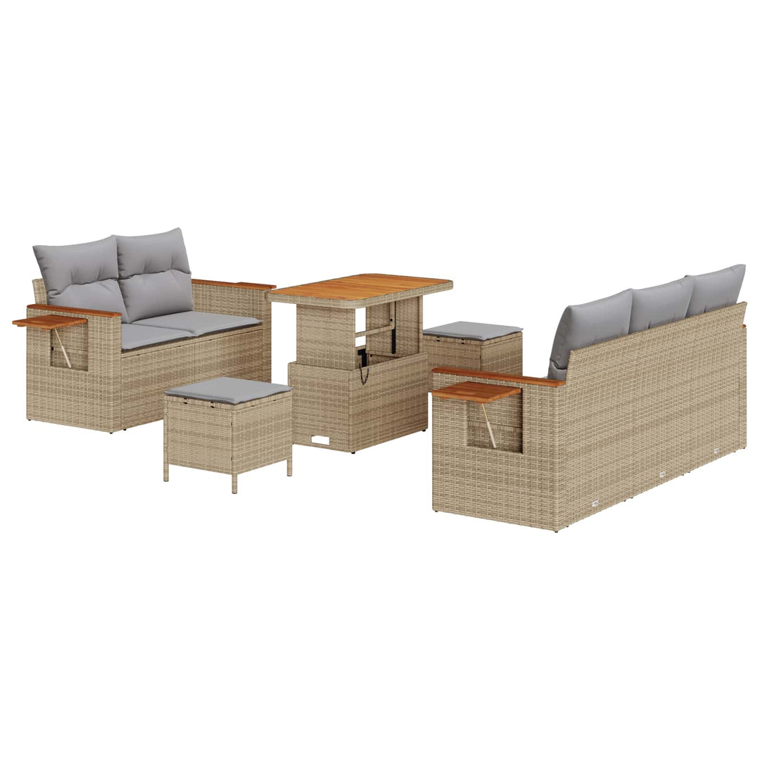 Havesofa Sæt 8 pcs Beige polyrattan