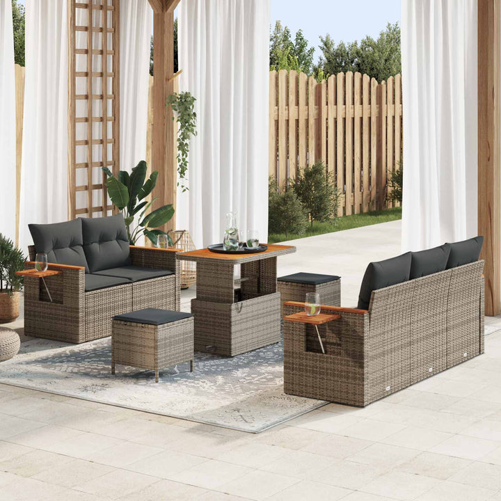 Havesofa Sæt 8 pcs Grå polyrattan