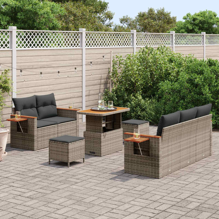 Havesofa Sæt 8 pcs Grå polyrattan