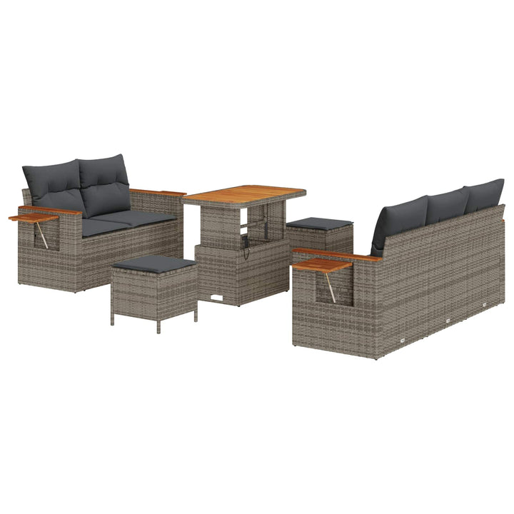 Havesofa Sæt 8 pcs Grå polyrattan