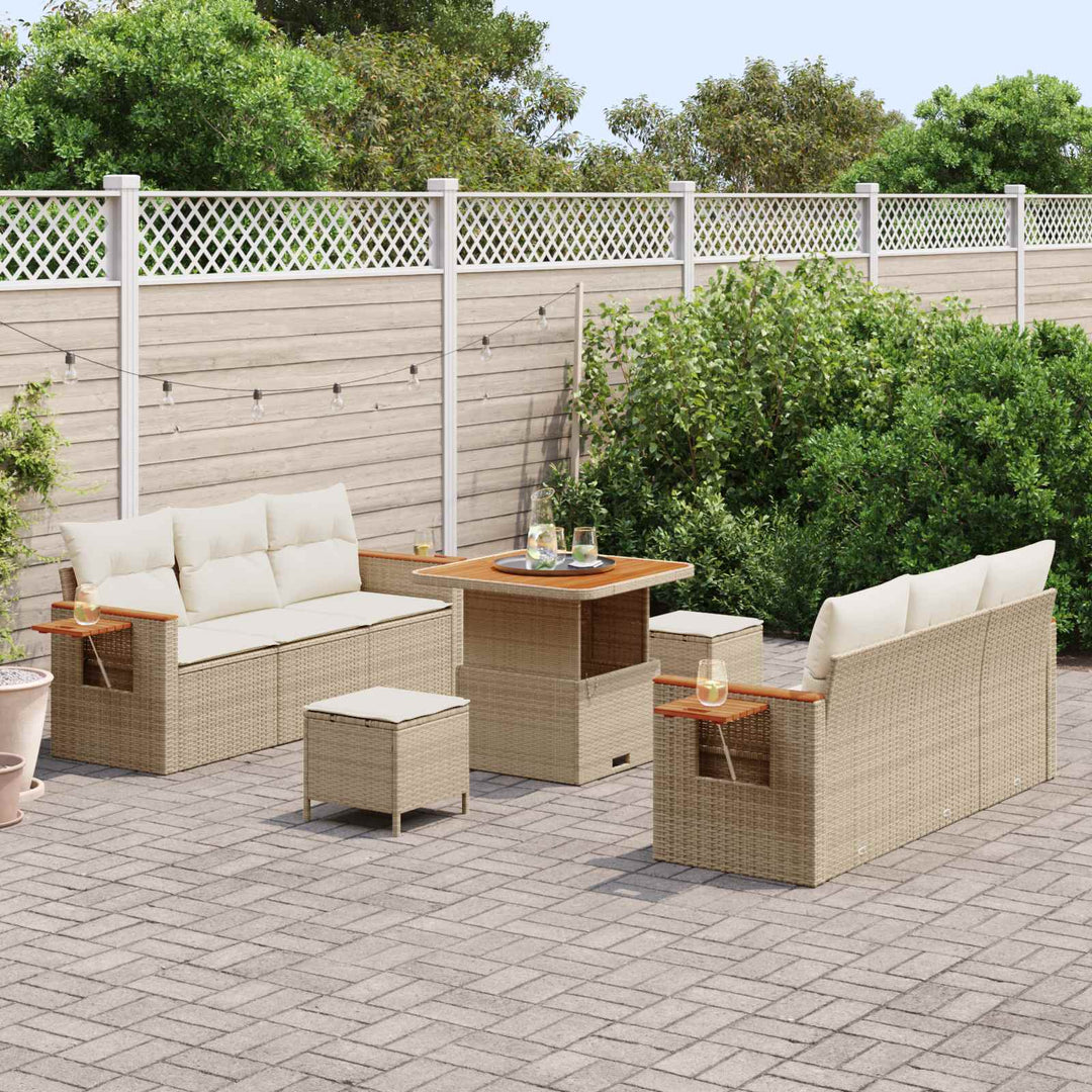 Havesofa Sæt 9 stk. Beige polyrattan