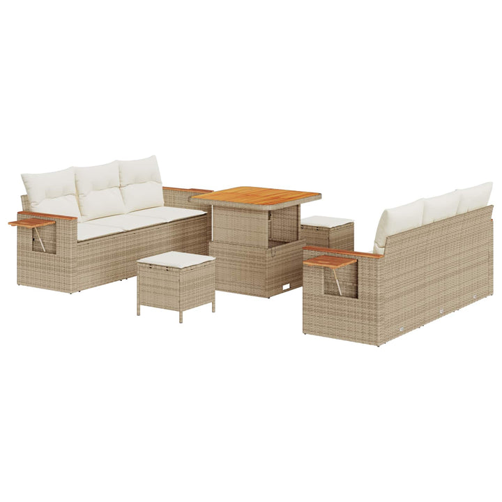 Havesofa Sæt 9 stk. Beige polyrattan