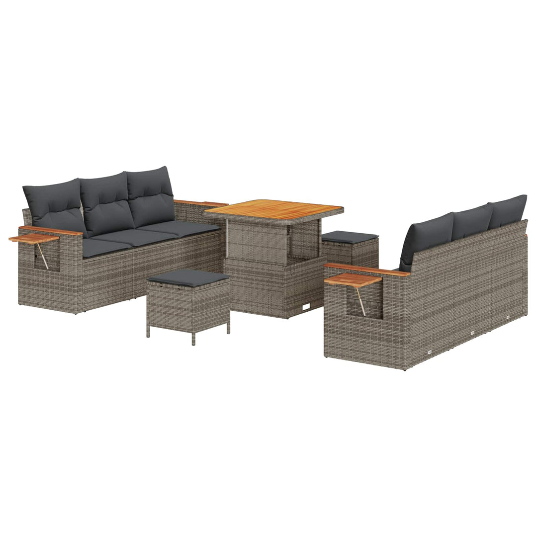 Havesofa Sæt 9 stk. Grå polyrattan
