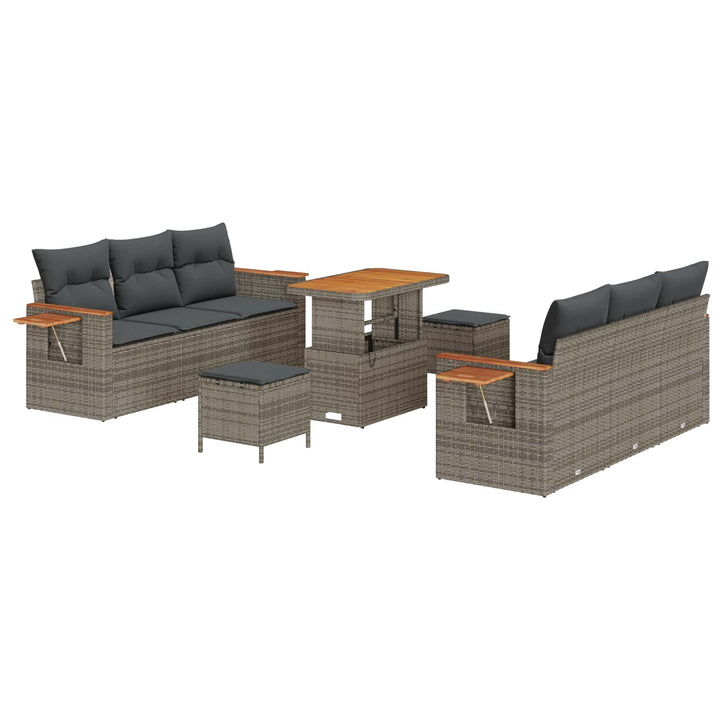 Havesofa Sæt 9 pcs Grå polyrattan