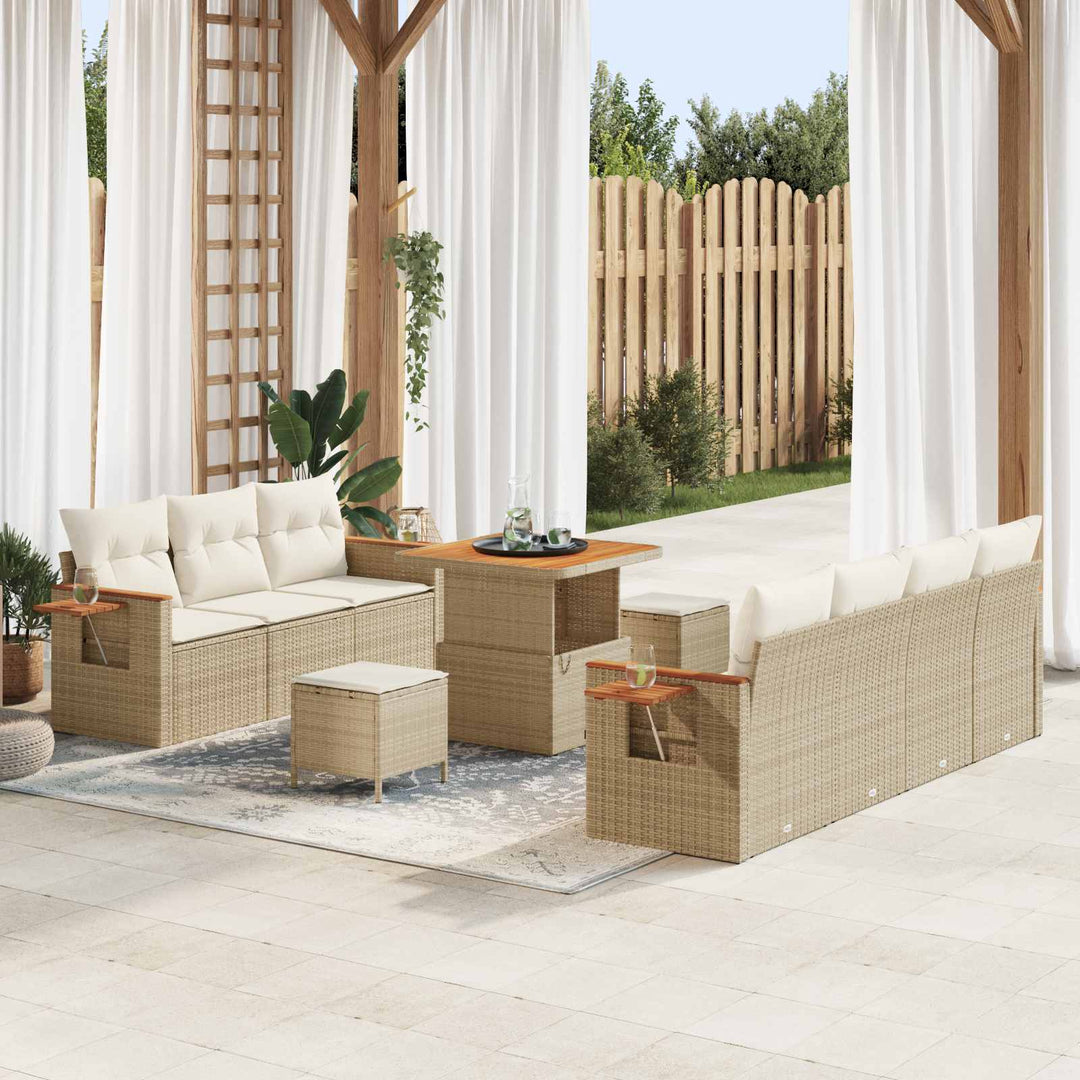 Havesofa Sæt 10 stk. Beige polyrattan